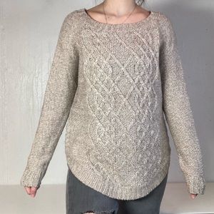 Chunky Knit Neutral Tan Flowy Sweater